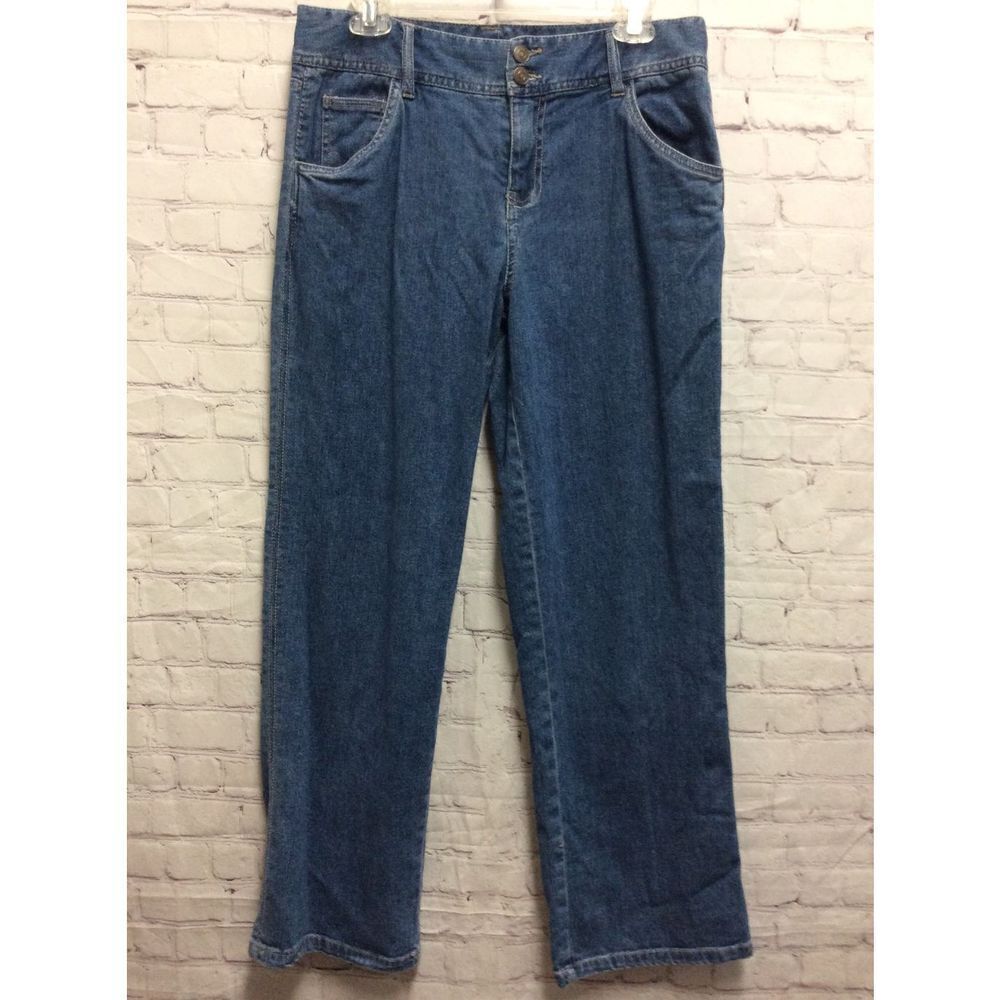 Chadwicks Womens Cropped Leg Capri Jeans Stretch Blue Denim Casual Size 10